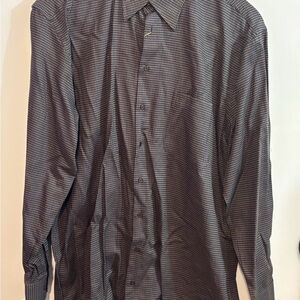 Classic Black and White Patterned Dress Shirt